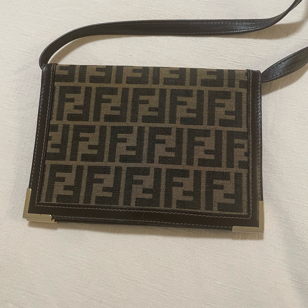 Vintage Fendi jacquard fabric shoulder purse